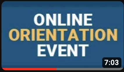 YouTube Video (Online Orientation Event)